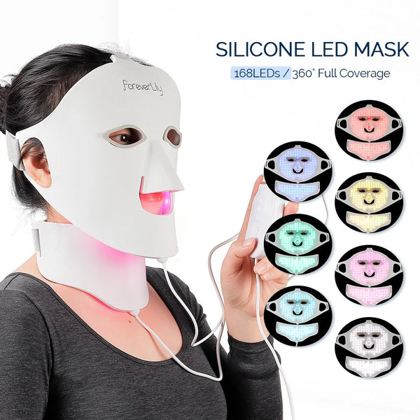 Foreverlily Face Neck Silicone LED Mask 7 Colors Light