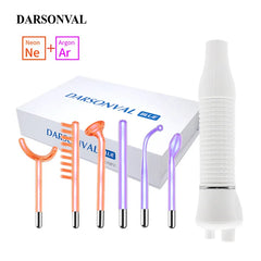 Darsonval Portable High Frequency Facial Machine Skin Therapy With 6 Neon & Argon Wands Remove Wrinkles.